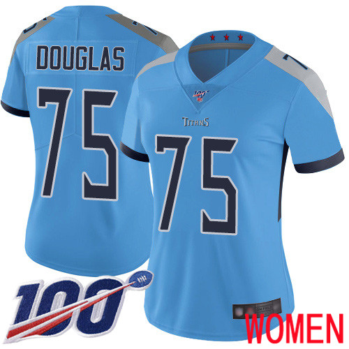 Tennessee Titans Limited Light Blue Women Jamil Douglas Alternate Jersey NFL Football #75 100th Season Vapor Untouchable->tennessee titans->NFL Jersey
